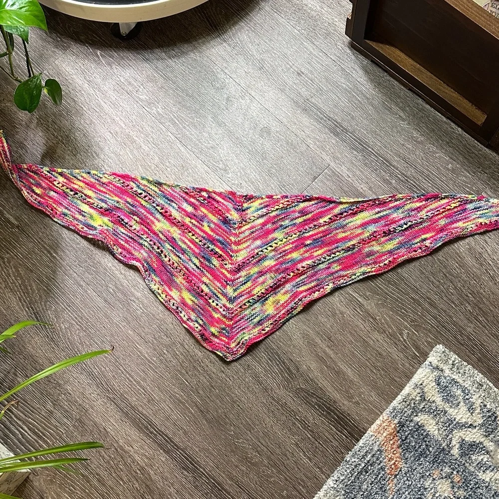 Colorful Hand Knit handkerchief shawl
